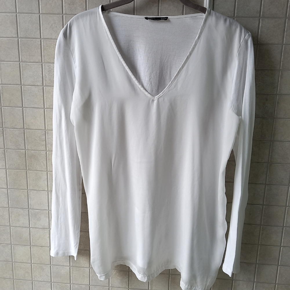 Zara Long sleeved white top